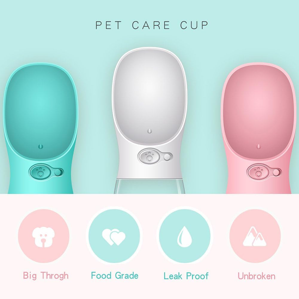 Portable Dog Water Bottle — 550ml, Pink