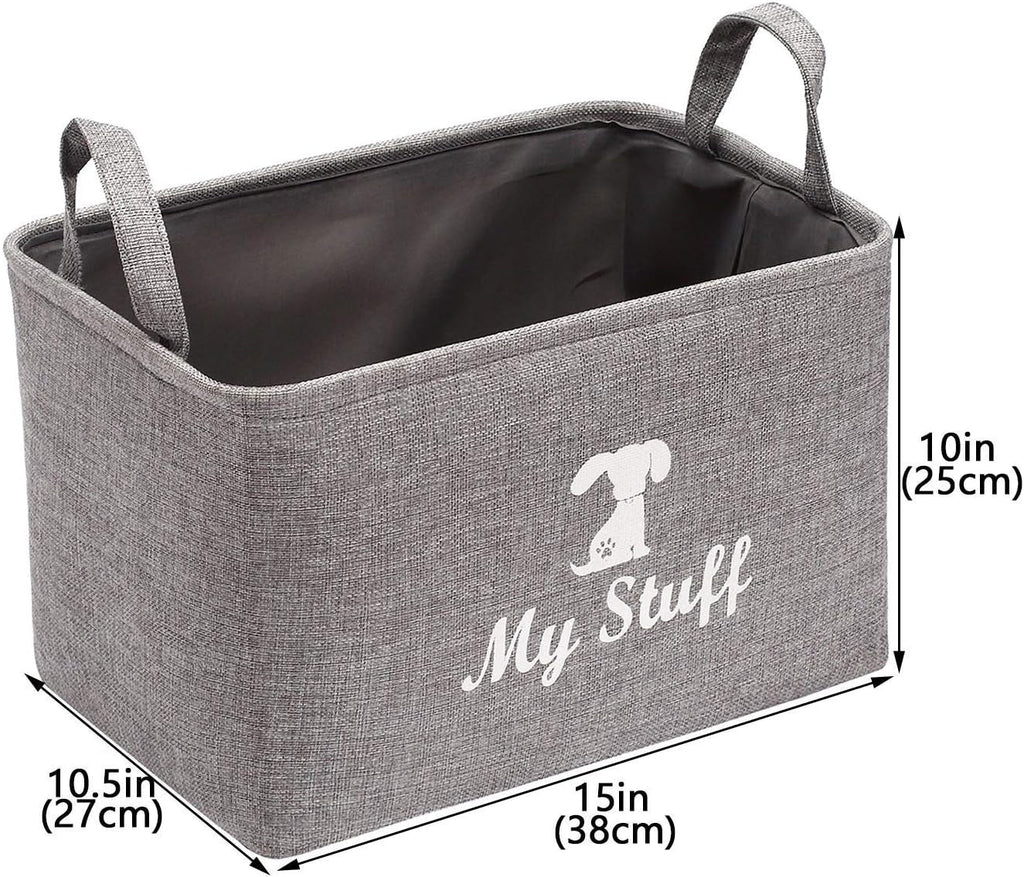 Canvas Dog Toy Storage Bin — Gray