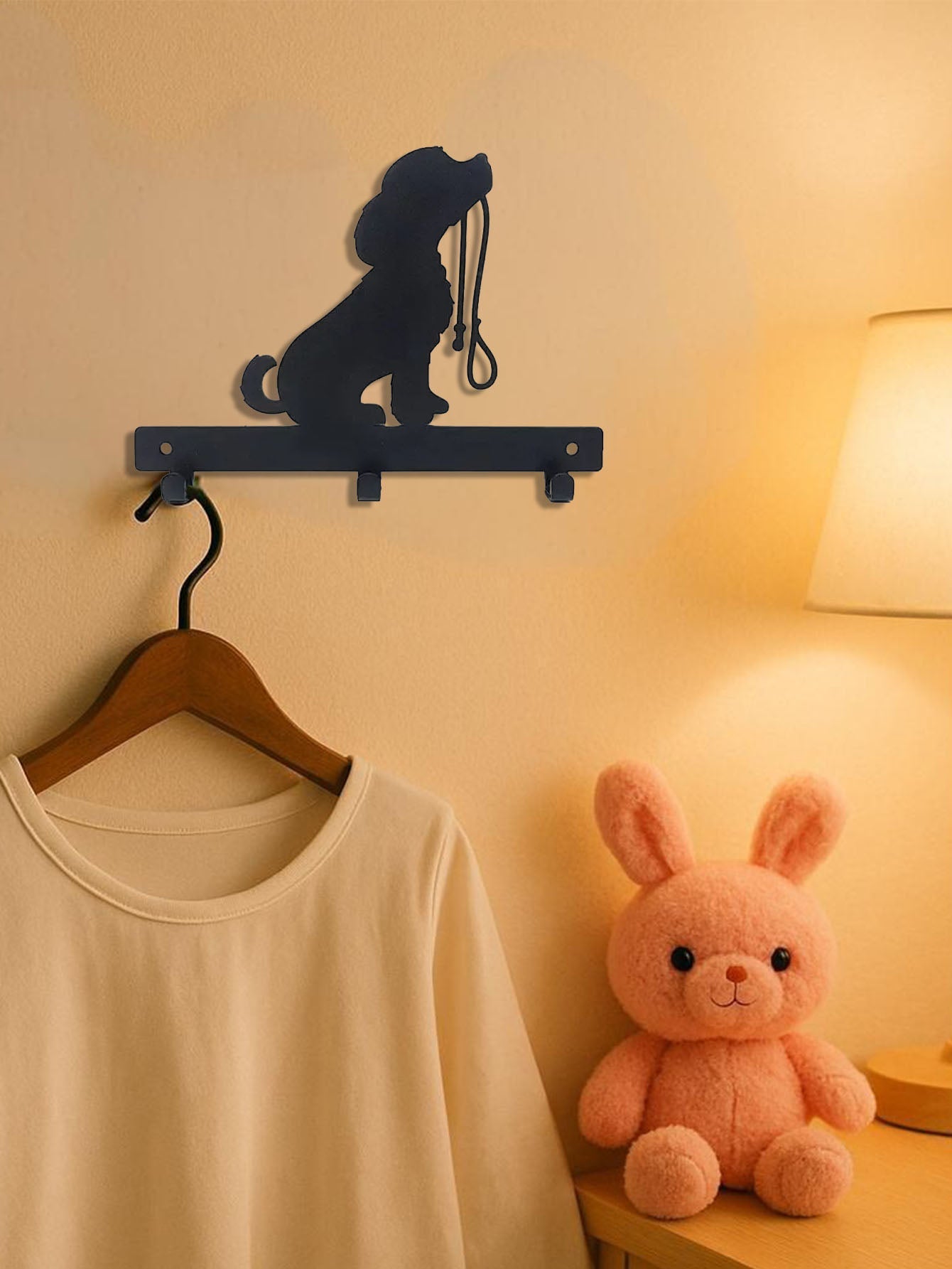 Wall-Mounted Dog Leash Holder with Hooks