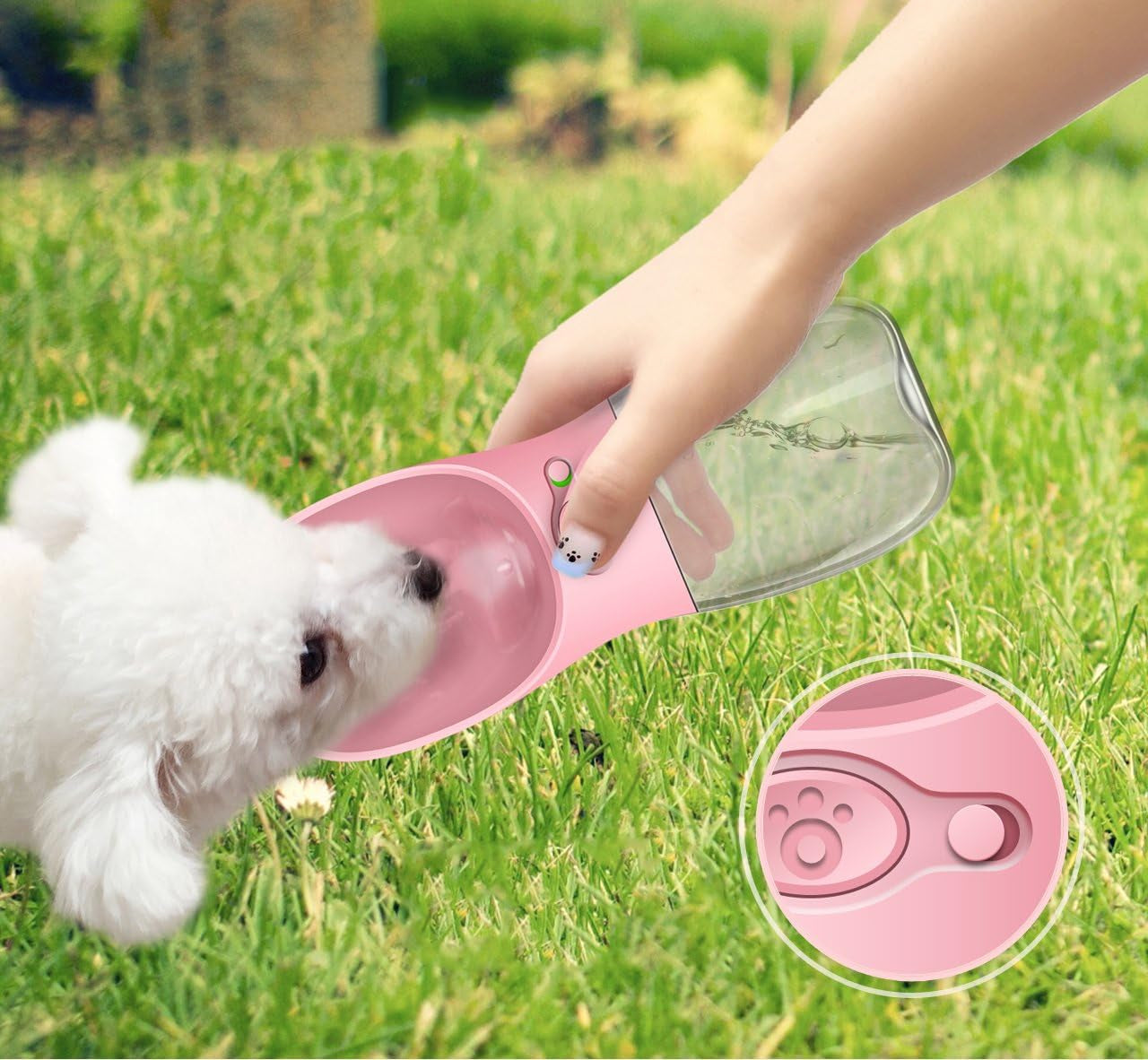 Portable Dog Water Bottle — 550ml, Pink