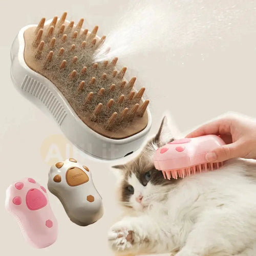 3-in-1 Electric Cat Steam Brush – Groom Massage & Shine