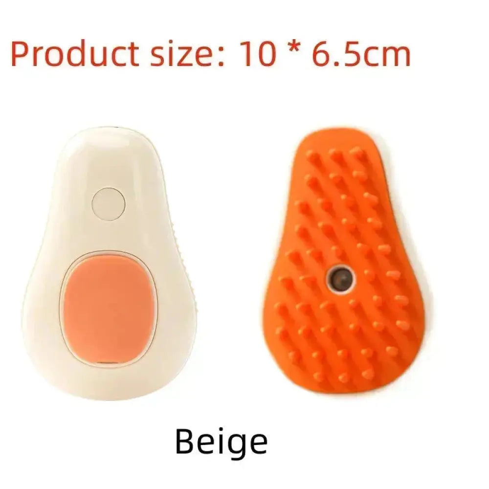 3-in-1 Electric Cat Steam Brush – Groom Massage & Shine - Beige / Avocado