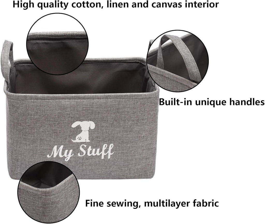 Canvas Dog Toy Storage Bin — Gray