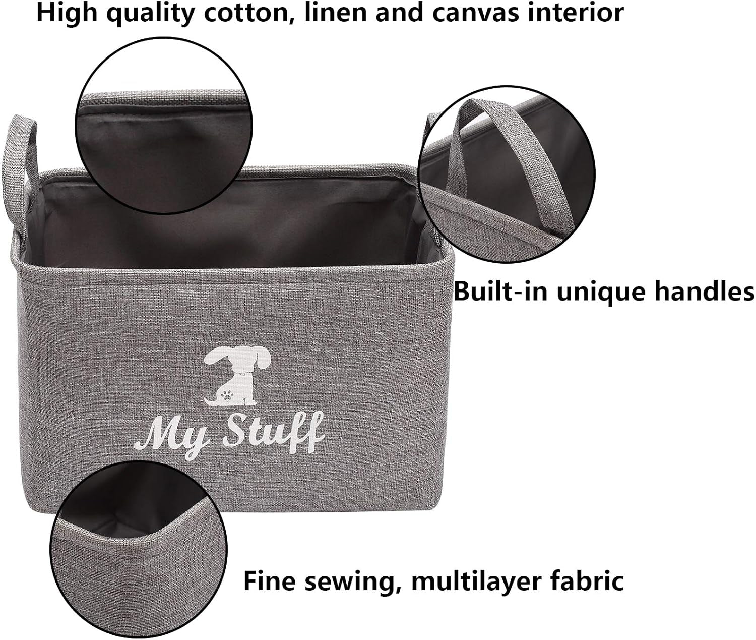 Canvas Dog Toy Storage Bin — Gray