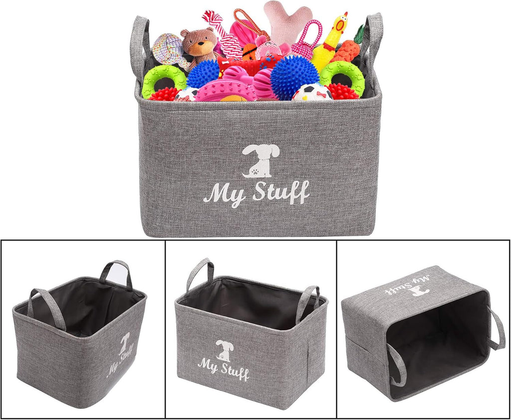 Canvas Dog Toy Storage Bin — Gray