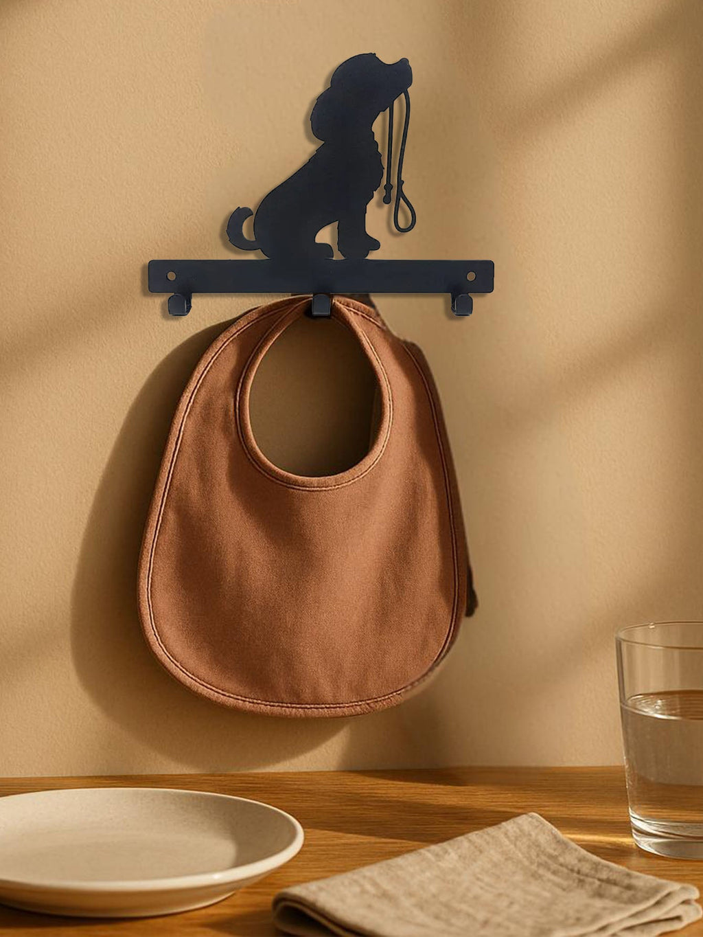 Wall-Mounted Dog Leash Holder with Hooks