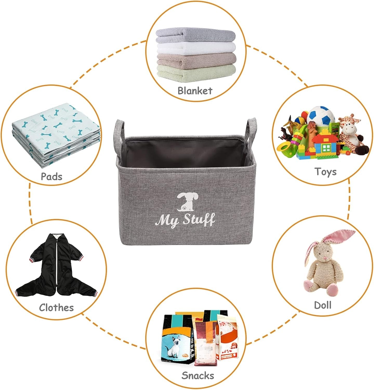 Canvas Dog Toy Storage Bin — Gray