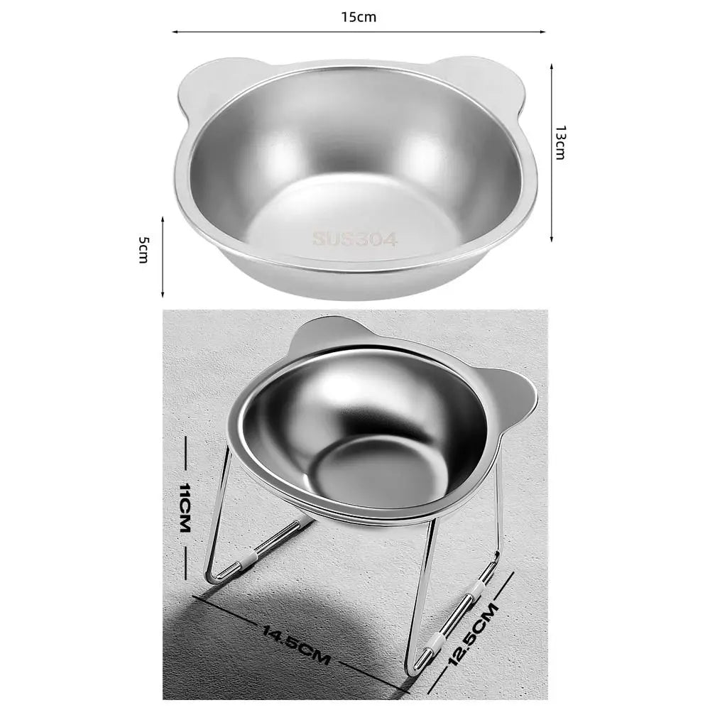 Stainless Steel Raised Cat Bowl with Stand
