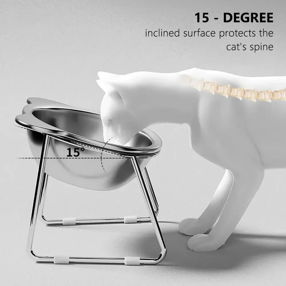 Stainless Steel Raised Cat Bowl with Stand