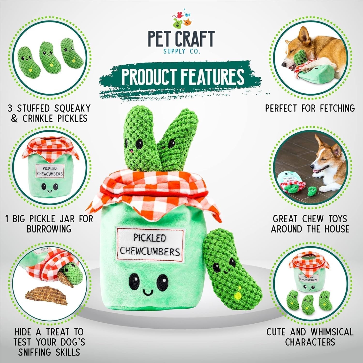 Hide & Seek Pickle Plush Dog Toy Set