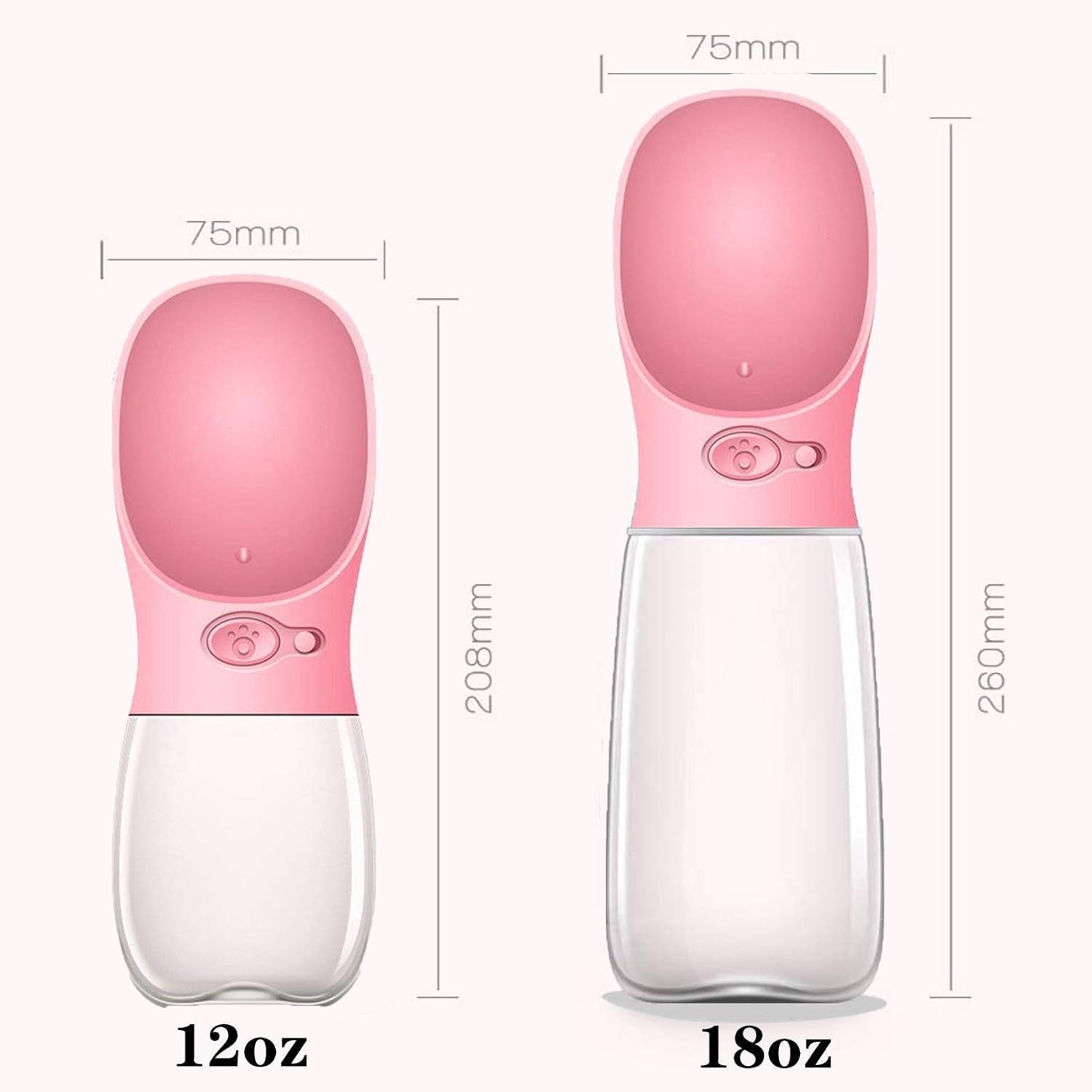Portable Dog Water Bottle — 550ml, Pink