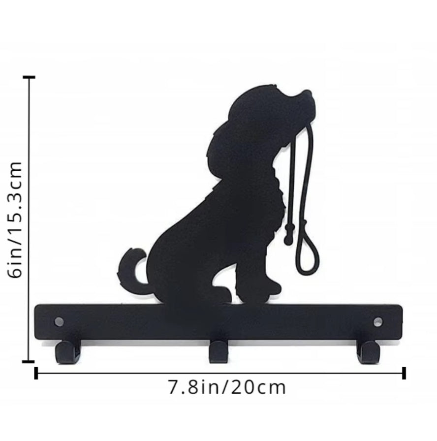 Wall-Mounted Dog Leash Holder with Hooks