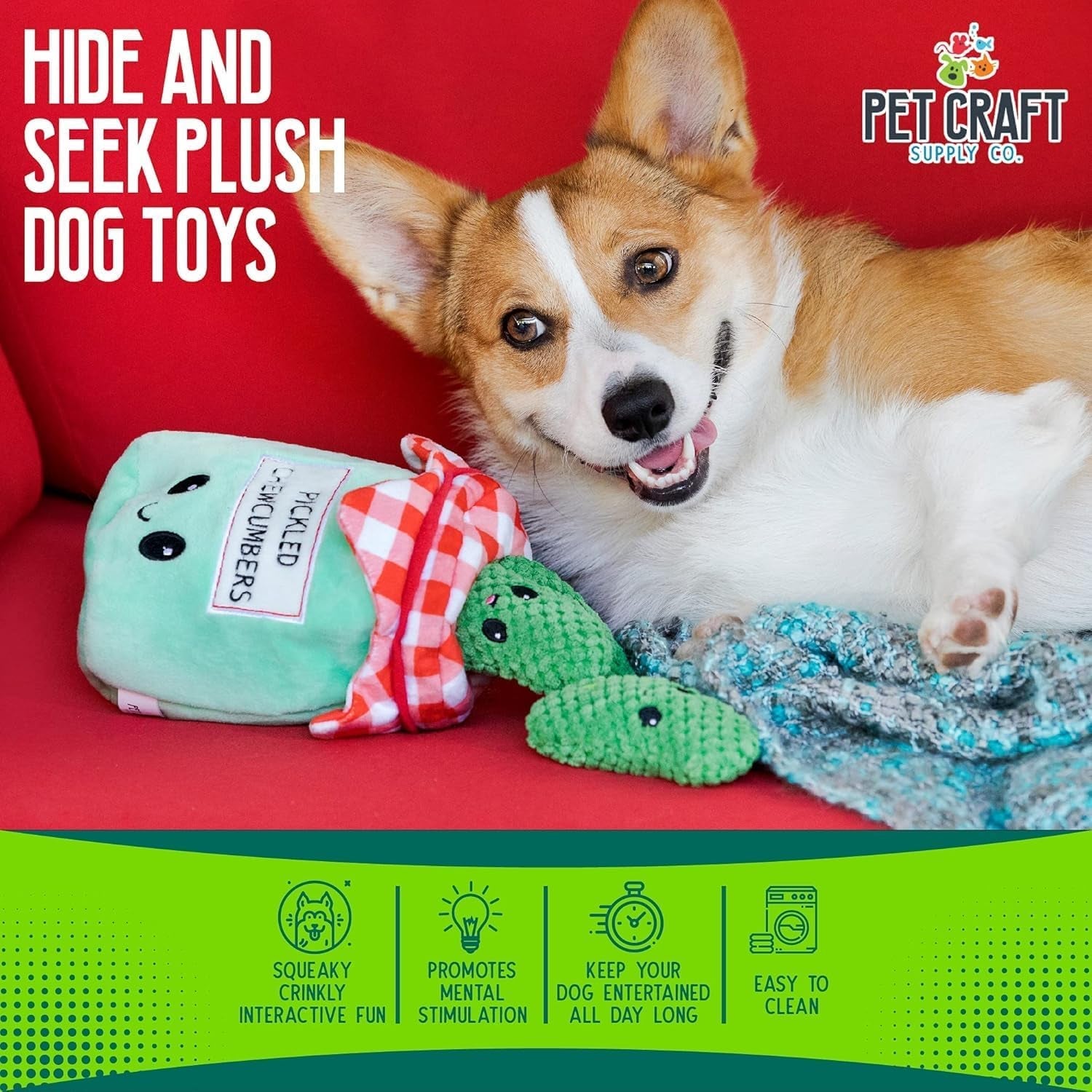 Hide & Seek Pickle Plush Dog Toy Set