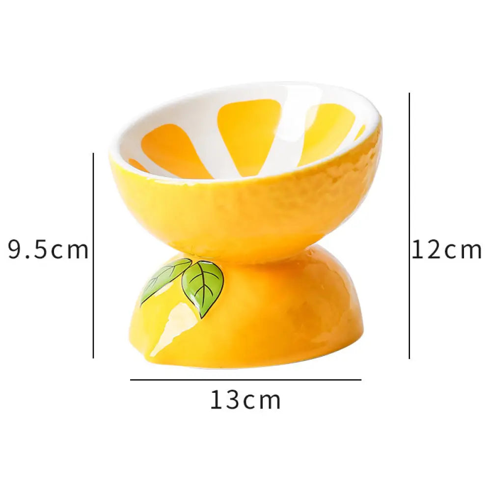 Elevated Ceramic Cat Bowl - lemon