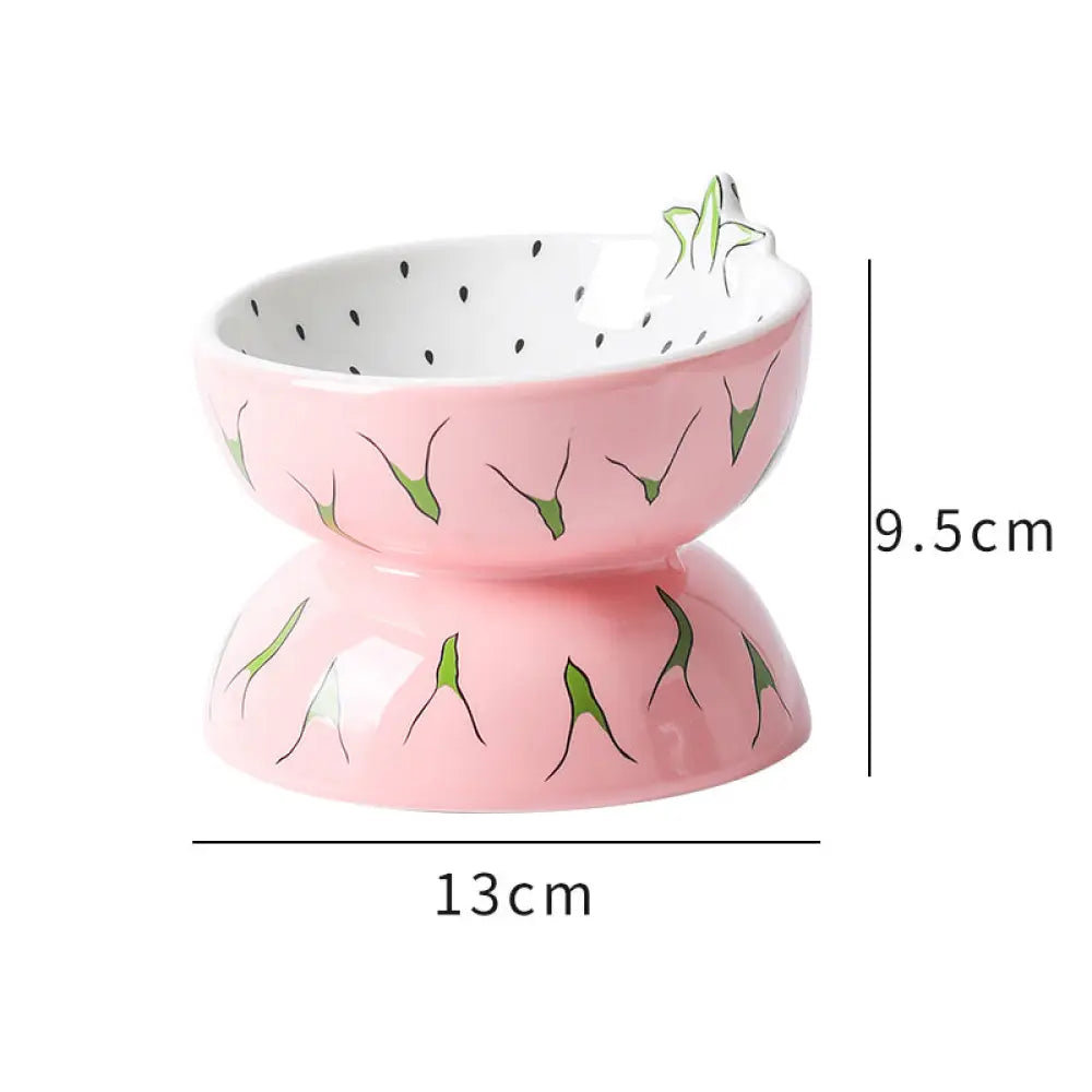 Elevated Ceramic Cat Bowl - pitaya