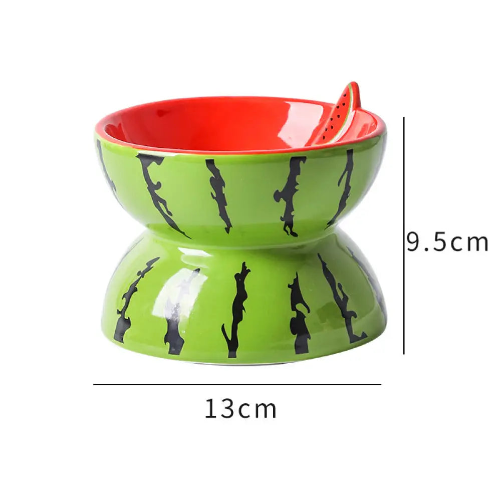 Elevated Ceramic Cat Bowl - watermelon