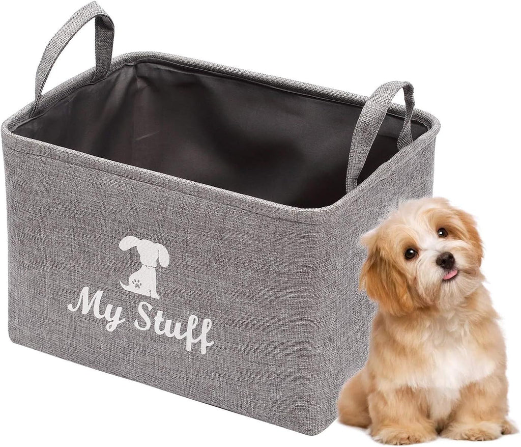 Canvas Dog Toy Storage Bin — Gray