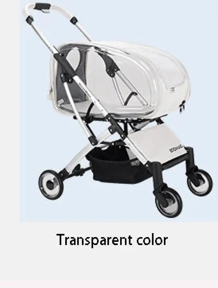 Foldable 4-Wheel Pet Stroller - Transparent white