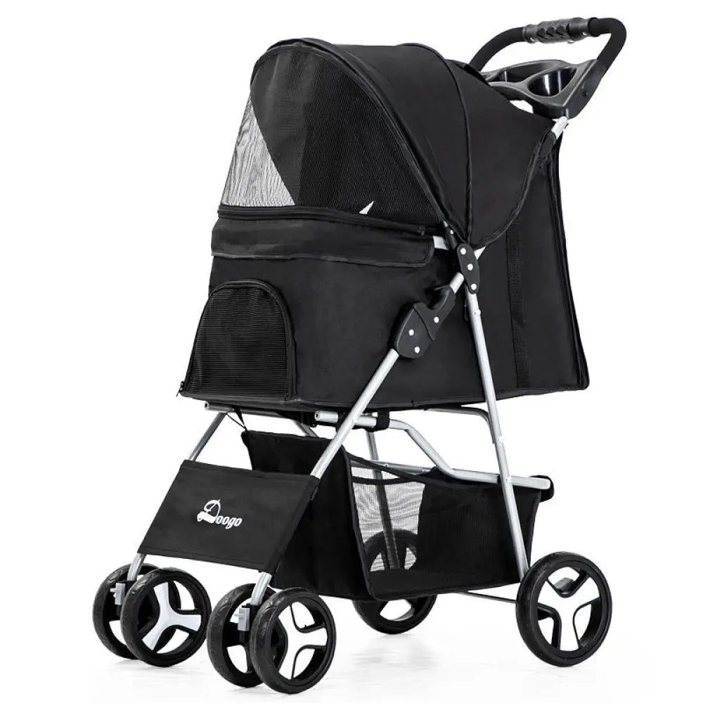The Grand Fold Stroller - Black - Pet Accessories