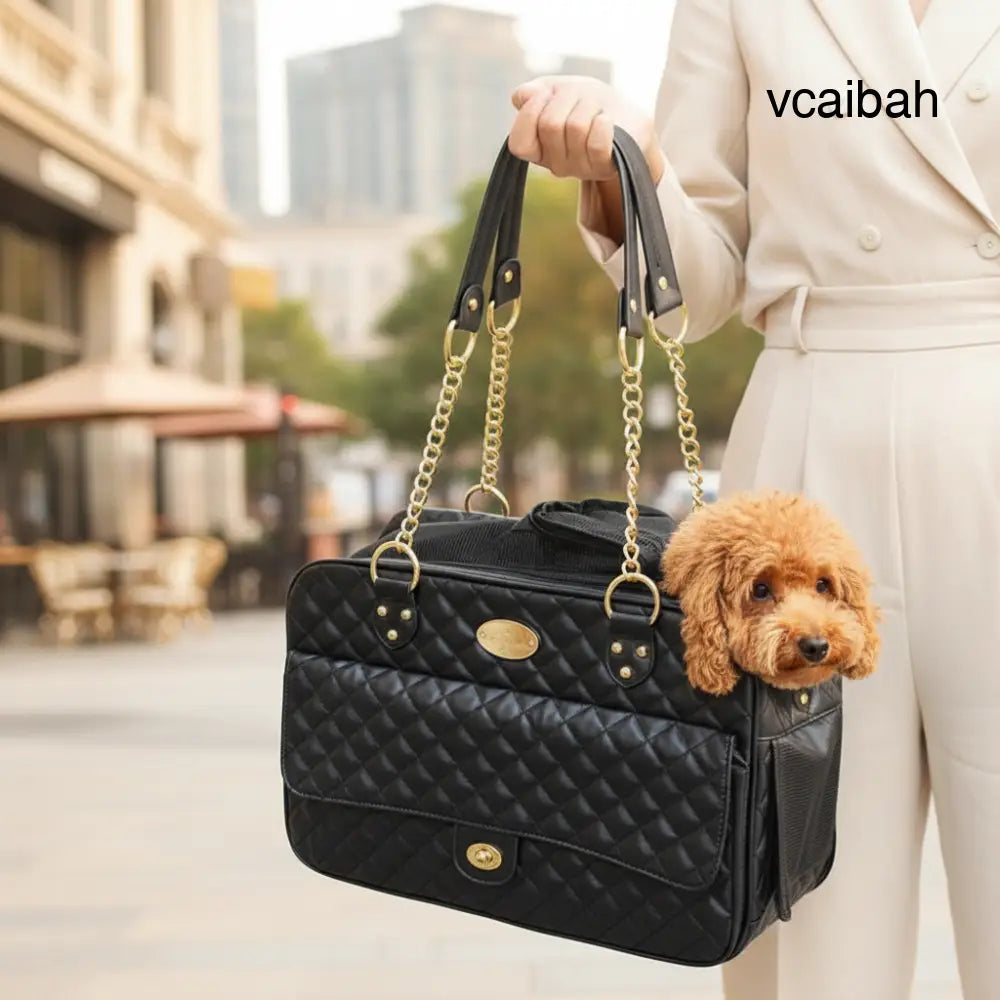 The Luxe Leather Carrier - Black / Free Size - Pet Accessories