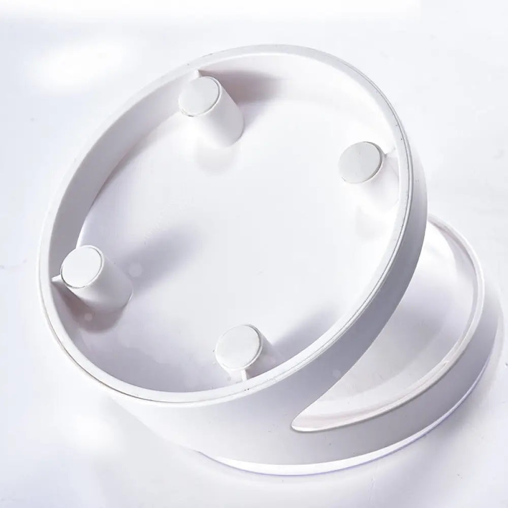 Tilted Pet Bowl with Anti-Slip Stand - White