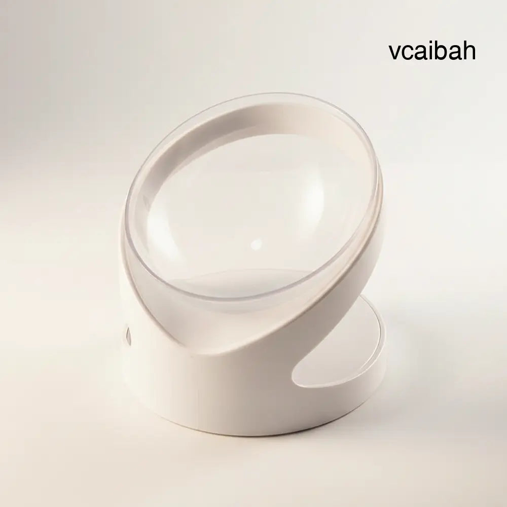 Tilted Pet Bowl with Anti-Slip Stand - White