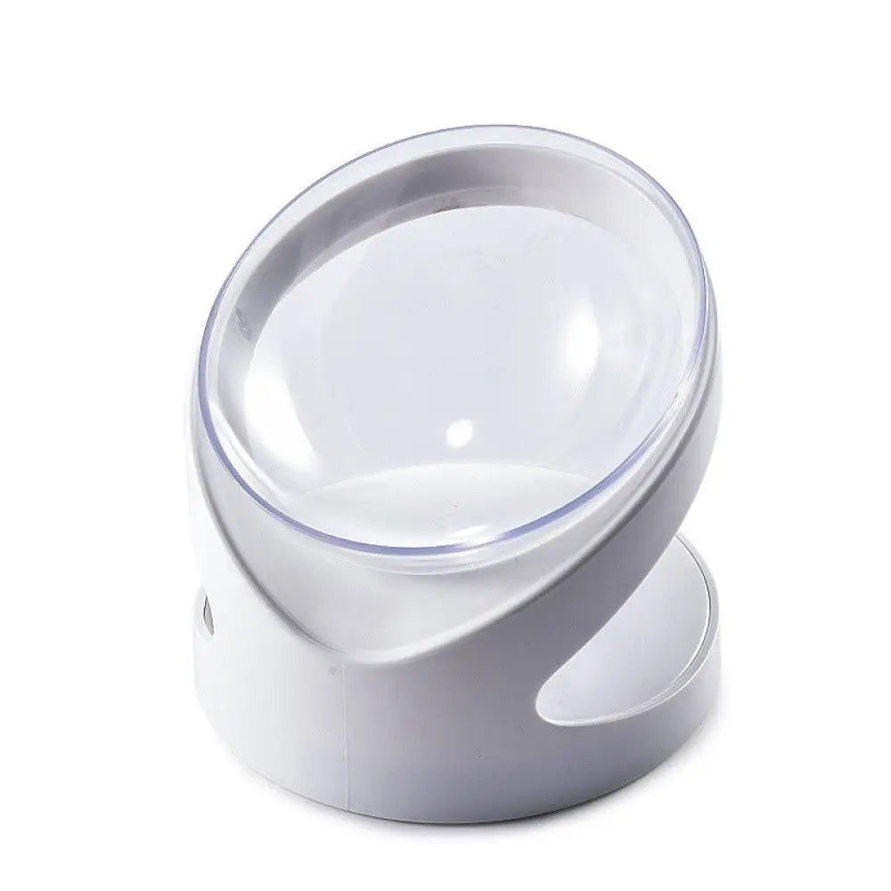 Tilted Pet Bowl with Anti-Slip Stand - White
